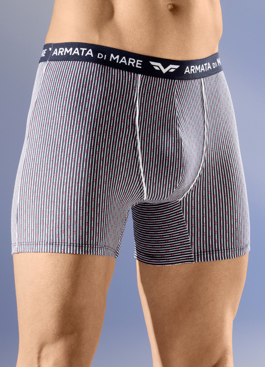 Pants & boxershorts - Set van vier broeken met elastische tailleband, in Größe 004 bis 010, in Farbe 2X MARINE-WIT-ROOD, 2X UNI MARINE