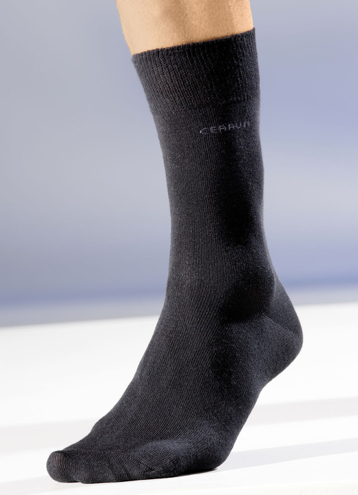 Kousen - Set van zes sokken met dubbele comfortband, in Größe 001 (Schuhgröße 39-42) bis 002 (schoenmaat 43-46), in Farbe ZWART Ansicht 1