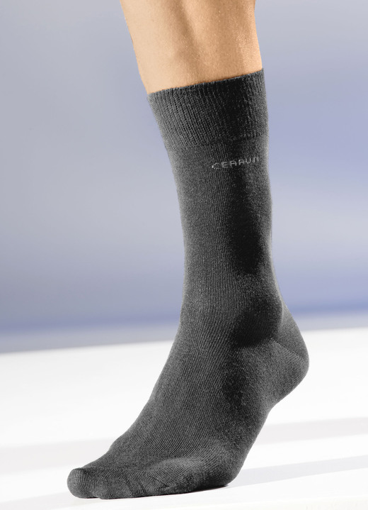 Strümpfe - Sechserpack Socken, in Größe 001 (Schuhgröße 39-42) bis 002 (Schuhgröße 43-46), in Farbe 3X ANTHRAZIT MELIERT, 3X UNI MARINE Ansicht 1