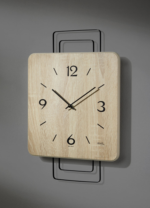 Horloges - Wandklok met houten behuizing van AMS, in Farbe SONOMA Ansicht 1