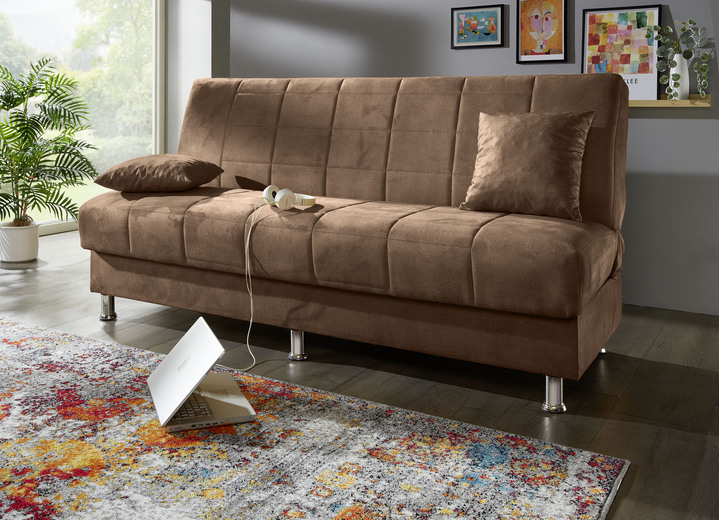 Slaap sofa`s - Slaapbank met bedstee en sierkussens, in Farbe BRUIN Ansicht 1