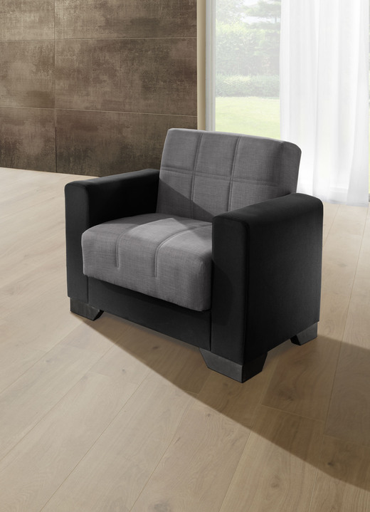 Gestoffeerde meubels - Moderne gestoffeerde meubelen, in Farbe ZWART-GRIJS, in Ausführung Fauteuil Ansicht 1