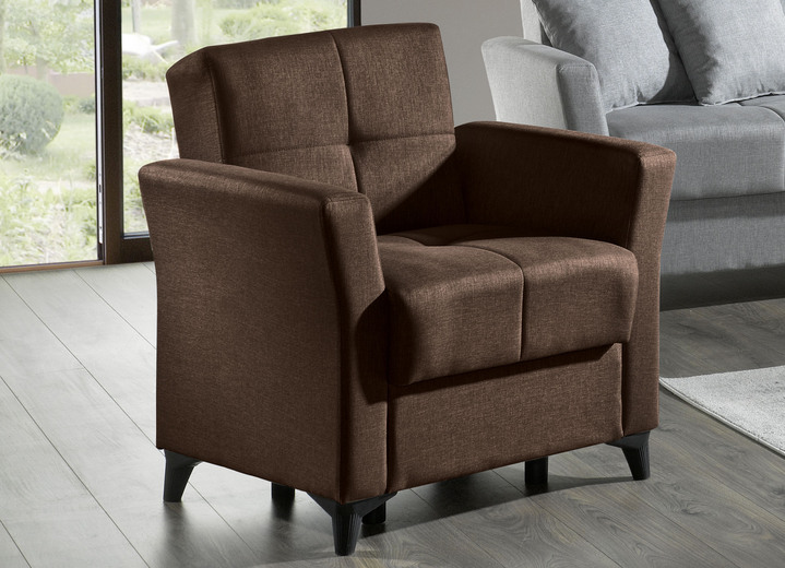 Modern - Gezellig gestoffeerd meubel met bedfunctie, in Farbe BRUIN, in Ausführung Fauteuil Ansicht 1