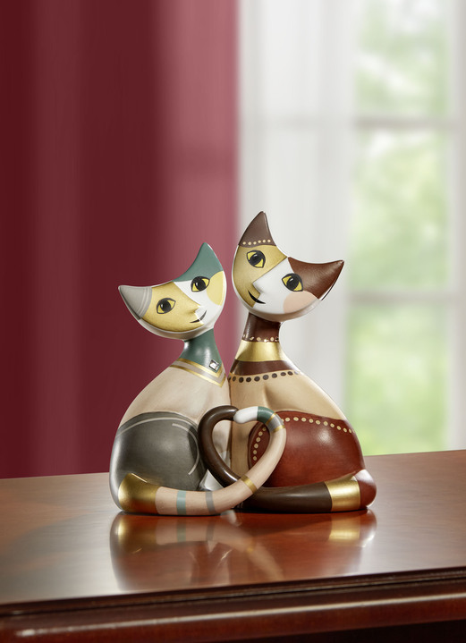 Beeldjes - Mira e Mio kattenpaar gemaakt van hoogwaardig bisque porselein, in Farbe MEERKLEURIG