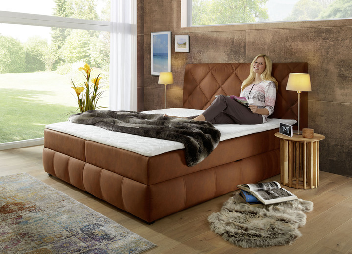 Boxspringbetten - Boxspringbett mit BK, in Farbe COGNAC Ansicht 1