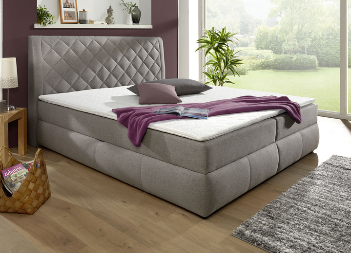 Boxspring - Boxspringbed met bedbox en topper, in Farbe GRIJS Ansicht 1