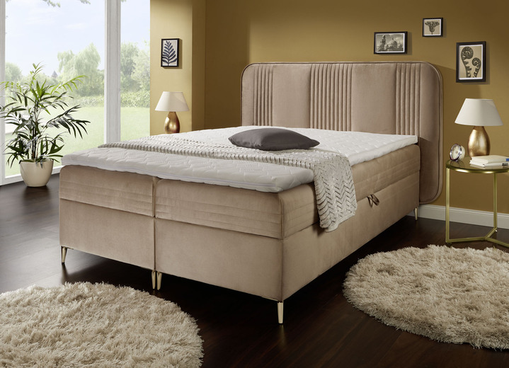 Boxspringbetten - Boxspringbett 100x200 cm, in Farbe BEIGE Ansicht 1