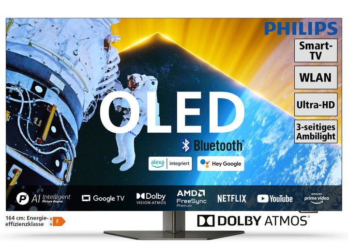 TV - Philips OLED809/12 4K Ultra HD OLED Ambilight TV, in Farbe SILBER Ansicht 1