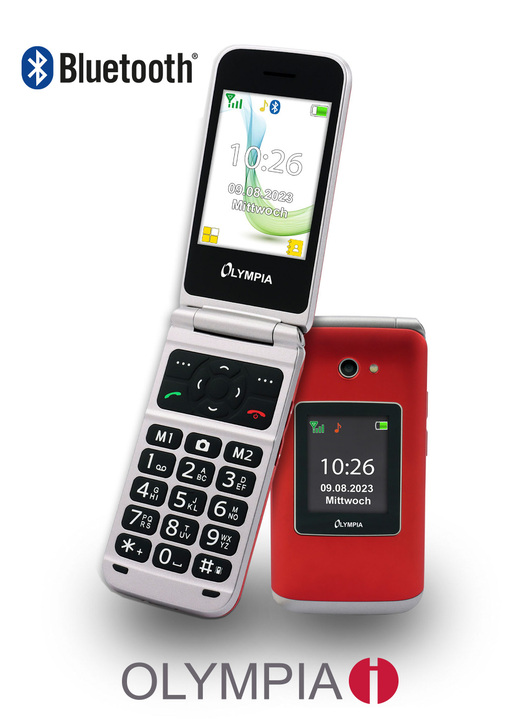 Mobiele telefoon - Olympia VITUS 4G klaptelefoon met grote knoppen, in Farbe ROOD Ansicht 1