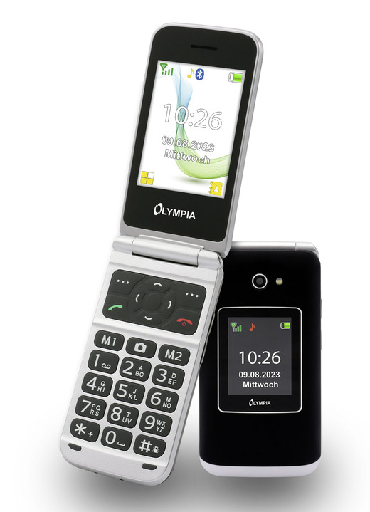 Mobiele telefoon - Olympia VITUS 4G klaptelefoon met grote knoppen, in Farbe ZWART Ansicht 1
