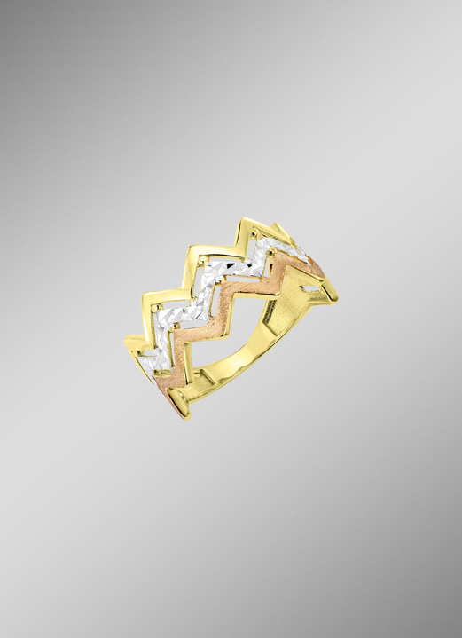 Ringen - Prachtige damesring in driekleur, in Größe 160 bis 220, in Farbe  Ansicht 1