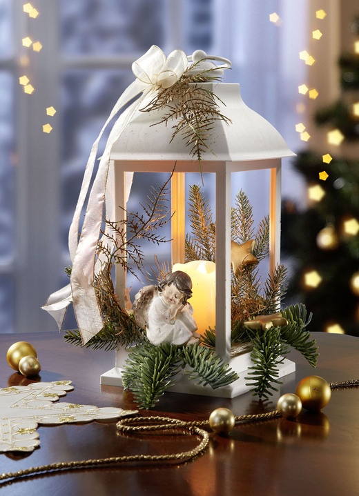 Kerstdecoraties - Verlichte lantaarn, in Farbe WIT