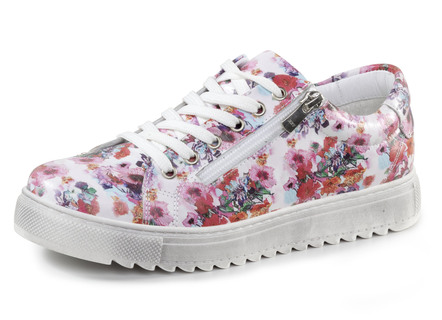 Gemini vetersneakers van gecoat nappaleer met bloemenprint