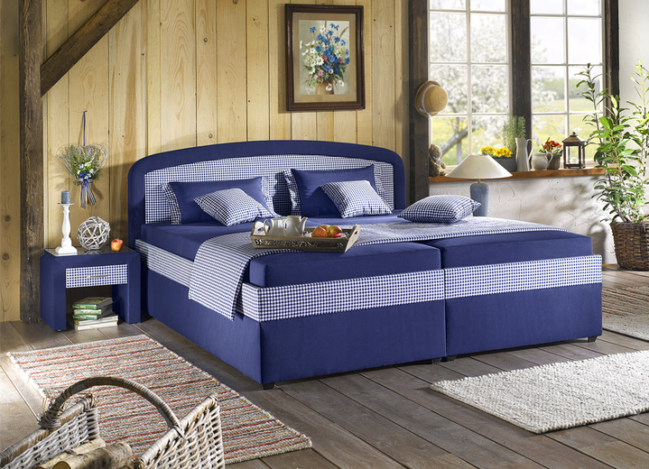 Gestoffeerde bedden - Gestoffeerd bed met ruime bedkast, in Farbe BLAUW, in Ausführung Uitvoering 1