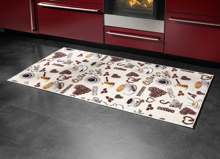 Modern - Keukenlopers en vloerkleden met koffiespecialiteiten, in Größe 102 (loper, 60 x 115 cm) bis 185 (Tapijt, 140 x 200 cm), in Farbe BEIGE