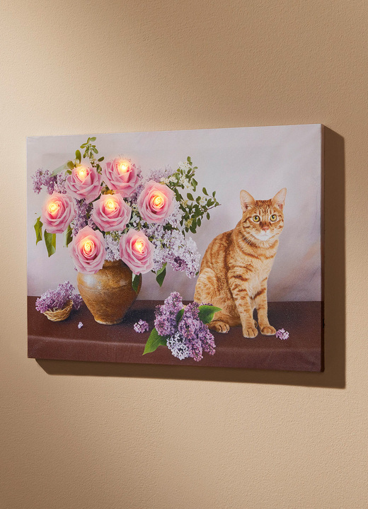 Bloemen - LED-foto op batterijen, canvas op houten frame, in Farbe ROZE