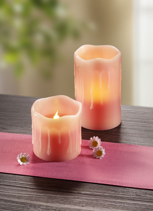 Woonaccessoires - LED-kaarsen van echte was met geur, in Farbe ROZE, in Ausführung Set van 4, rosé met rozengeur Ansicht 1
