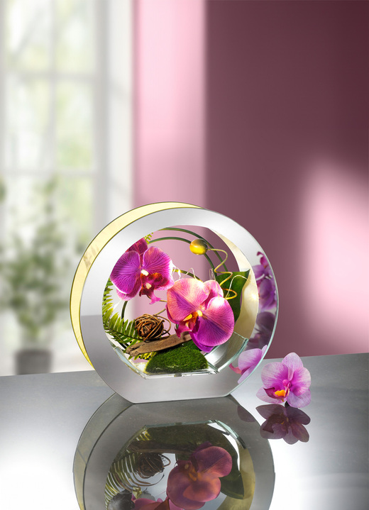 Kunst- & textielplanten - Verlichte orchidee in een glas, in Farbe LAVENDEL