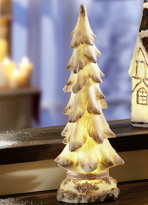 Weihnachten - Beleuchtete Deko-Figuren aus Polyresin, in Farbe WEISS, in Ausführung Tannenbaum