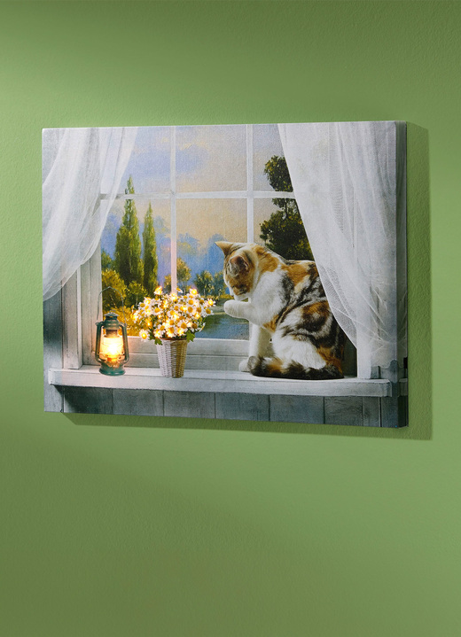 Dieren  - LED-foto met houten frame, in Farbe CRÈME
