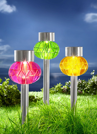 Kleurrijke lampen op zonne-energie van weerbestendig kunststof, set van 3