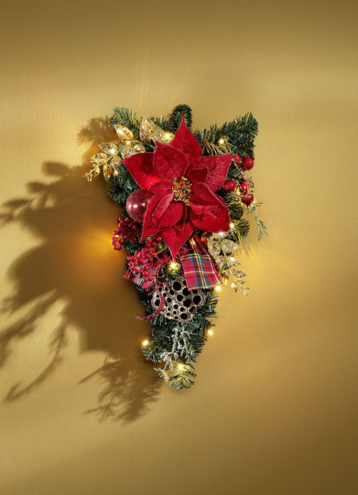 Kerstmis - Verlichte wandhanger, in Farbe ROT-GOLD-GRÜN