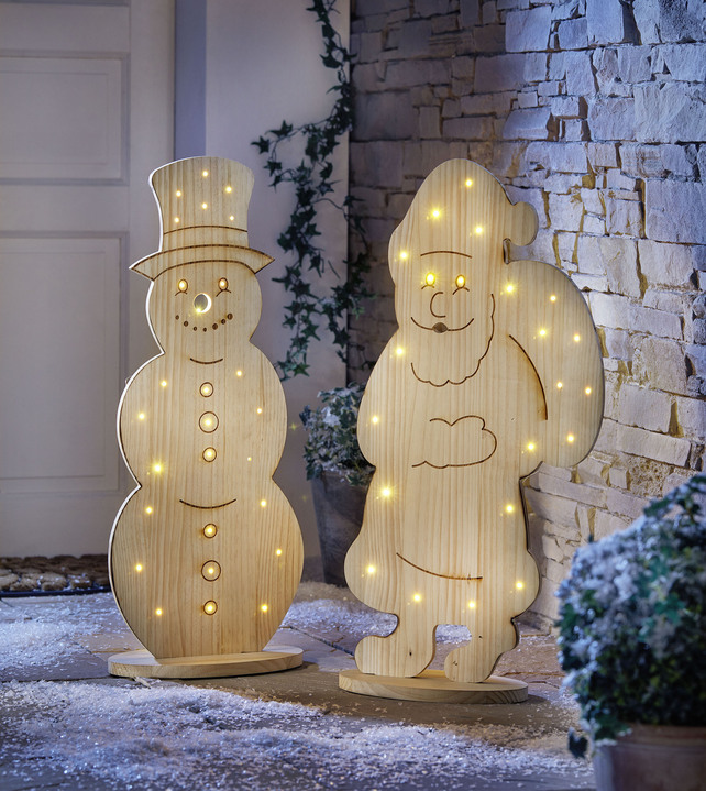 Kerstmis - LED houten figuur gemaakt van grenenhout, in Farbe NATUREL, in Ausführung Kerstman, klein B30xH50xD13 cm