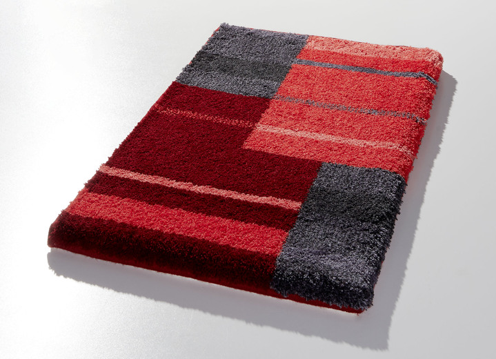 Badmatten - Badmat met antisliprug van Grund, in Größe 100 (Matje, halfrond 50/80 cm) bis 112 (Toiletdekselafdekking 47/50 cm), in Farbe ROOD-GRIJS Ansicht 1